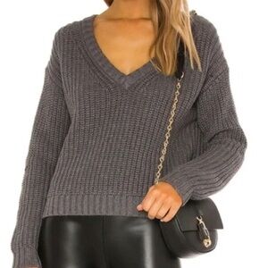 Rue21 Gray V-Neck Sweater with Classic Ribbed Design